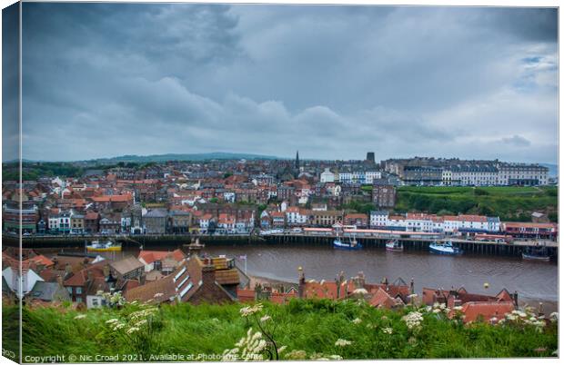 Whitby town and harbour Canvas Print by Nic Croad