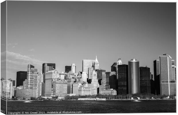 Manhattan Skyline in Monochrome Canvas Print by Nic Croad