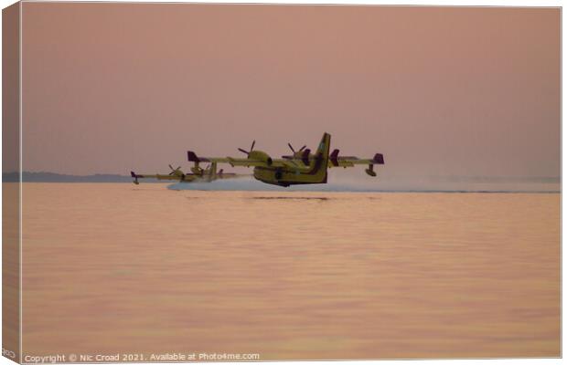 Two Canadair CL-215 Amphibious Water Bombing Aircr Canvas Print by Nic Croad