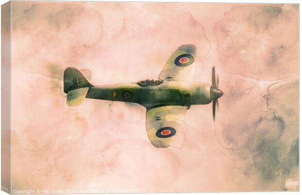 Hawker Fury Watercolour Sketch Canvas Print by Nic Croad