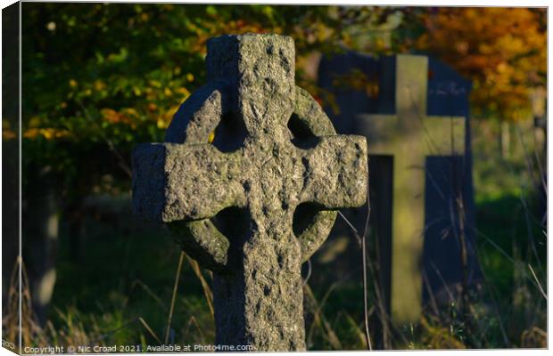Celtic Stone Cross Headstone Canvas Print by Nic Croad