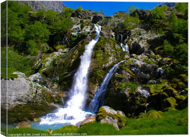 Kleivafossen Waterfall, Norway. Canvas Print by Nic Croad