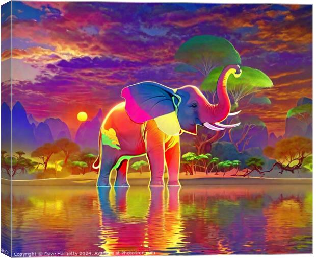 Elephant on the Water 2. Canvas Print by Dave Harnetty