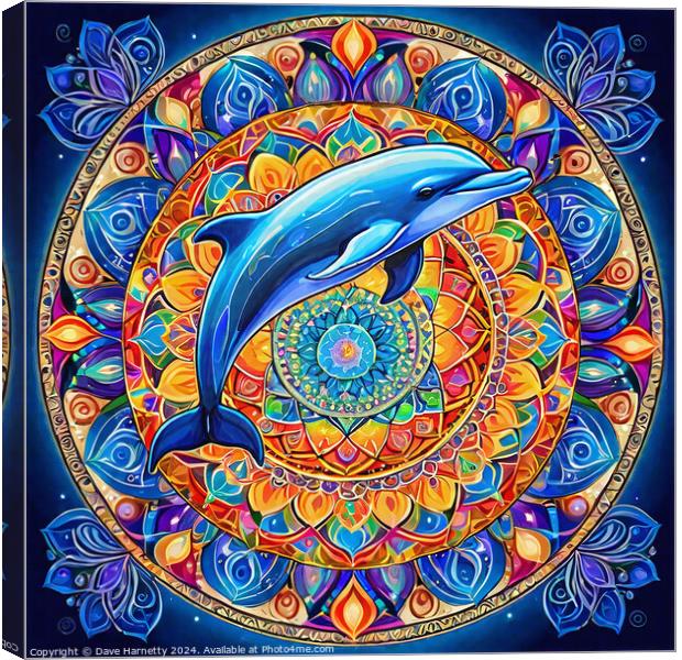 Dolphin Mandala Canvas Print by Dave Harnetty