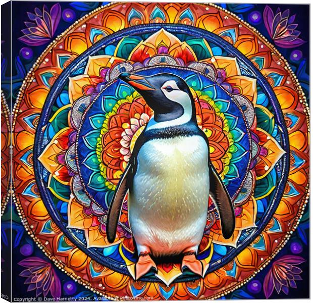 Penquin Mandala Canvas Print by Dave Harnetty