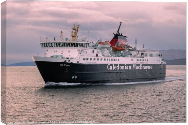 Oban ferry to isle of Mull Scotland  Canvas Print by christian maltby