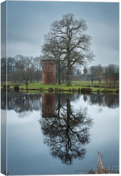 Reflections Dalswinton gardens   Canvas Print by christian maltby