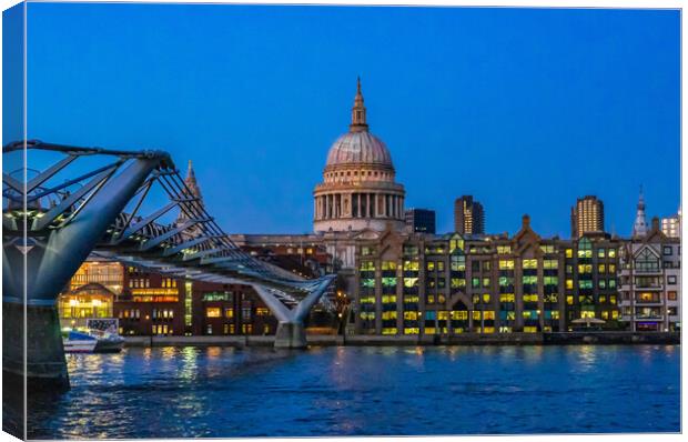St Pauls Cathedral, London, during the blue hour Canvas Print by Frank Farrell