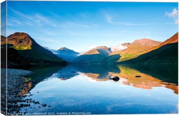 Wastwater on a tranquil summers evening. Canvas Print by John Henderson