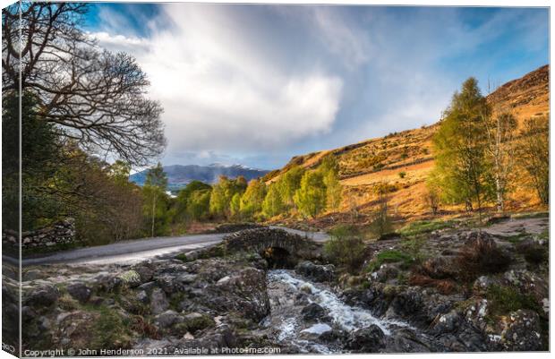 Ashness bridge  Canvas Print by John Henderson