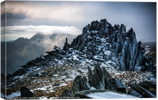 Glyder Fach Winter Canvas Print by John Henderson