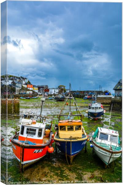 Safe Harbour. Cornwall. Canvas Print by John Henderson
