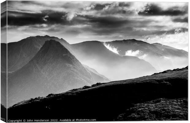Tryfan Black and white Canvas Print by John Henderson