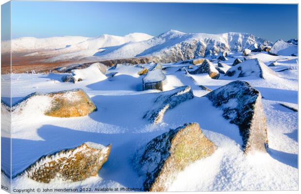 Carneddau mountains Snowdonia  Canvas Print by John Henderson