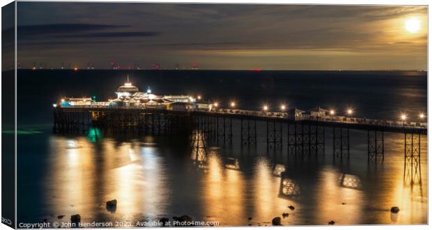 Moonlit Llandudno Pier Canvas Print by John Henderson