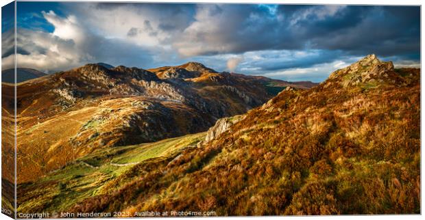 Autumn Snowdonia Panorama Canvas Print by John Henderson