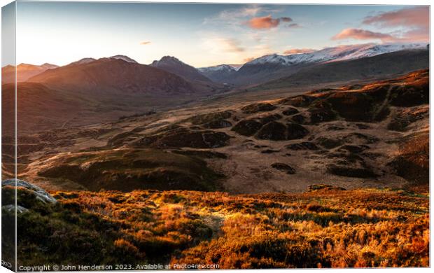 Snowdonia Autumn sunset Ogwen valley Canvas Print by John Henderson