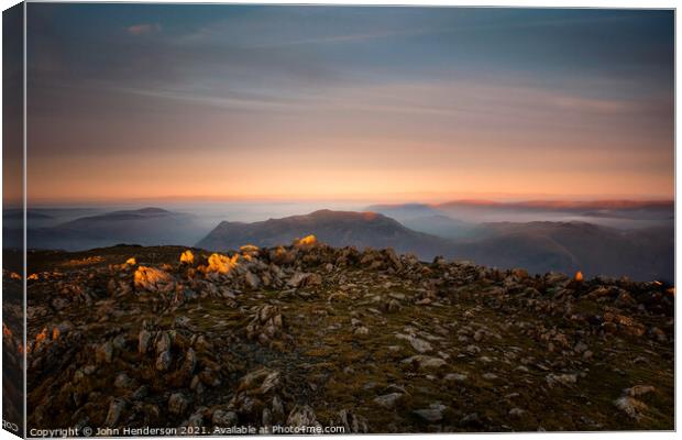 lake district sunset Canvas Print by John Henderson