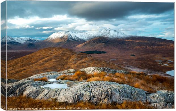 Rannoch moor Scottish highlands in autumn  Canvas Print by John Henderson
