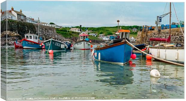 Coverack, Cornwall boats in harbour Canvas Print by Keith McManus