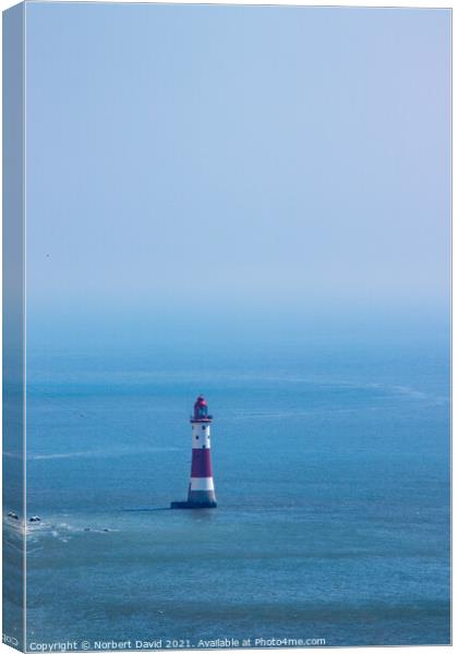 Guiding Beacon Amidst Sea's Serenity Canvas Print by Norbert David