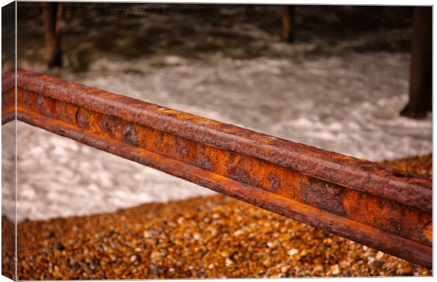 Hastings Pier rusty iron support Canvas Print by Jules D Truman