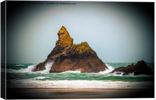 Church Rock, Pembrokshire Canvas Print by Jules D Truman