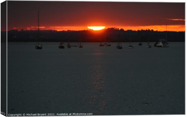  sunset over mersea Canvas Print by Michael bryant Tiptopimage