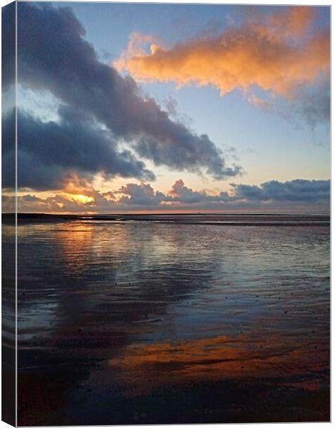 Sunset sand reflections   Canvas Print by Mark Ritson