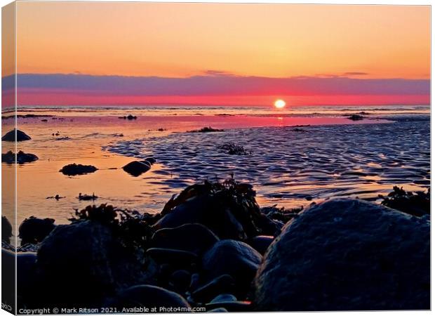Red Sky Horizon Beach Sunset Canvas Print by Mark Ritson
