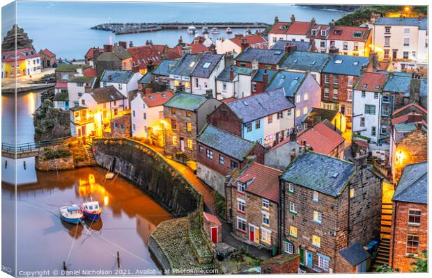 Sunset in Staithes Canvas Print by Daniel Nicholson