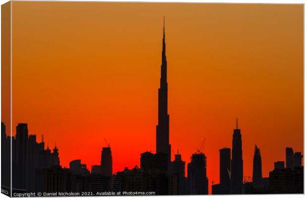Red Sky over Dubai Canvas Print by Daniel Nicholson