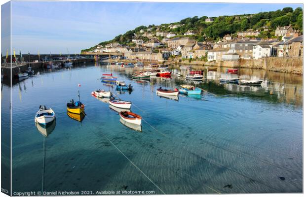 Fishing Boats in Mousehole Harbour, Cornwall Canvas Print by Daniel Nicholson