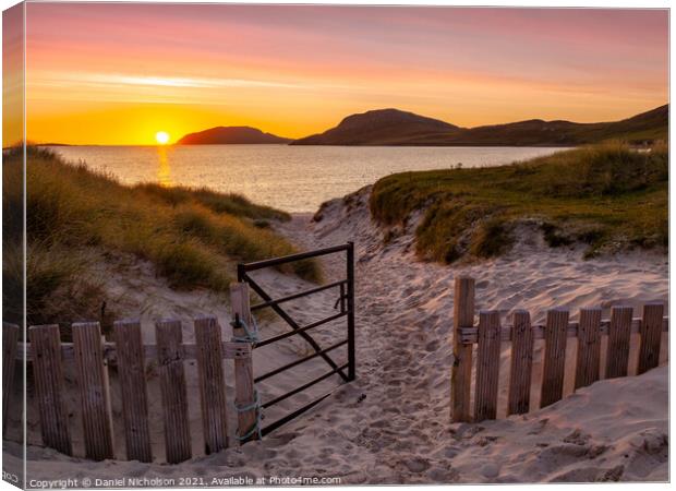 Barra Beach Sunrise in the Scottish Outer Hebrides Canvas Print by Daniel Nicholson