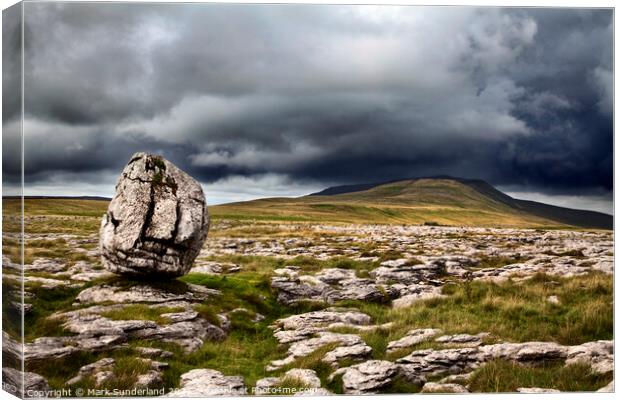 Standing Stone and Whernside Yorkshire Dales Canvas Print by Mark Sunderland