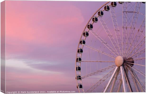 The Wheel of York at Sunset Canvas Print by Mark Sunderland