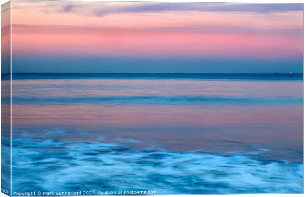 Pink Twilight Reflecting on the Sea at Saltburn Canvas Print by Mark Sunderland