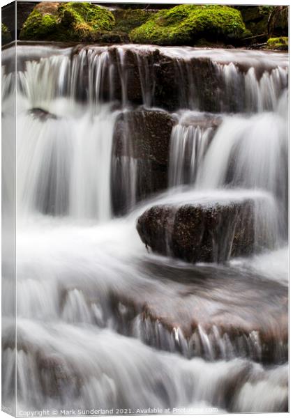 Waterfall in Scaleber Beck below Scaleber Force Settle North Yorkshire Canvas Print by Mark Sunderland