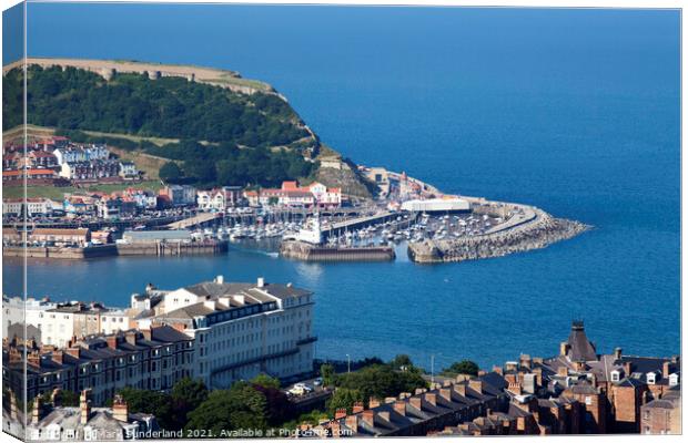 Old Harbour and East Harbour below Castle Hill at Scarborough Canvas Print by Mark Sunderland