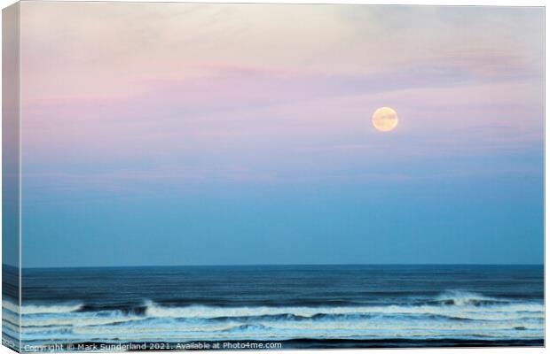 Moonrise over the North Sea at Alnmouth Canvas Print by Mark Sunderland