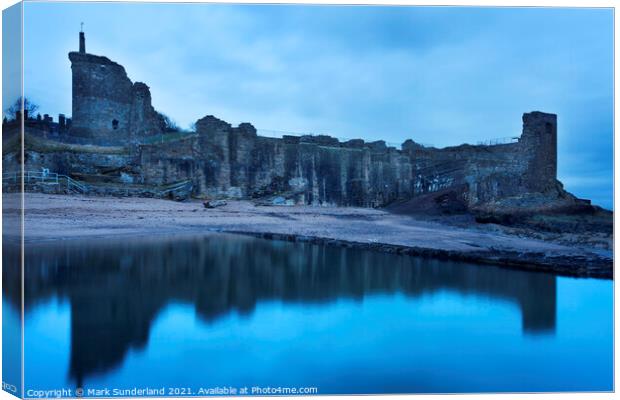 St Andrews Castle Reflected in the Bathing Pond before Dawn Canvas Print by Mark Sunderland