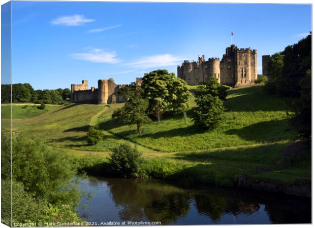Alnwick Castle from The Lion Bridge Canvas Print by Mark Sunderland