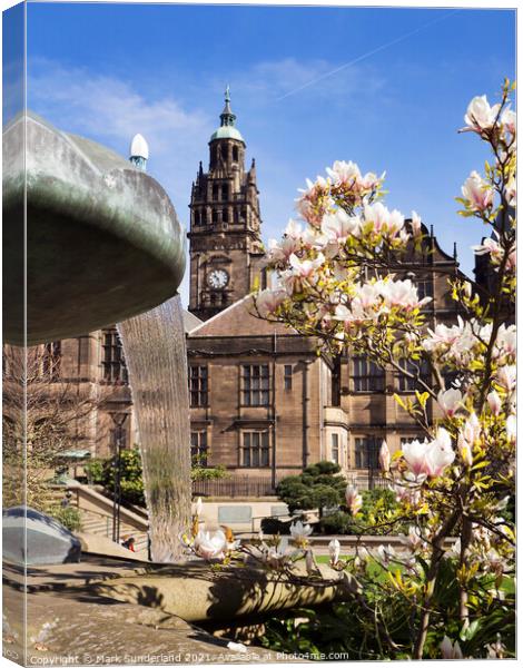 Peace Garden and Town Hall at Sheffield Canvas Print by Mark Sunderland