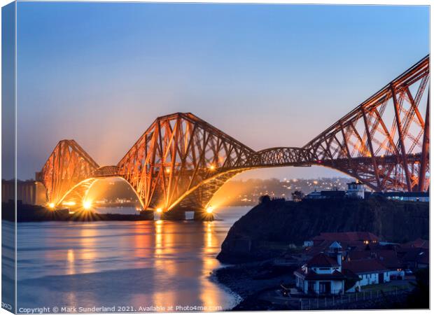 Forth Bridge at Dusk North Queensferry Canvas Print by Mark Sunderland