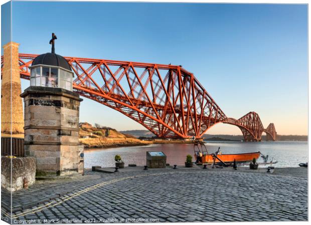 Forth Bridge at North Queensferry Canvas Print by Mark Sunderland