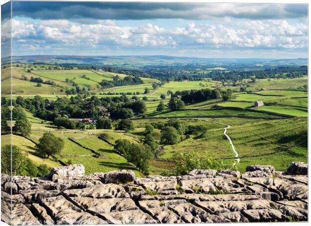 View over Malhamdale from Malham Cove Canvas Print by Mark Sunderland