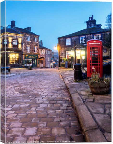 Haworth Main Street at Dusk Canvas Print by Mark Sunderland