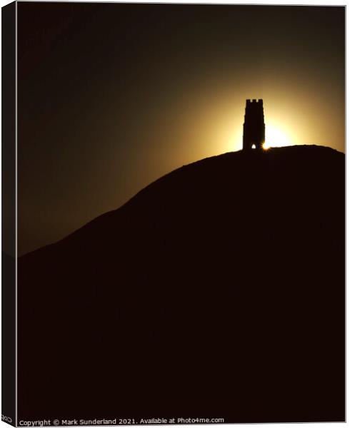 Glastonbury Tor at Sunrise Canvas Print by Mark Sunderland