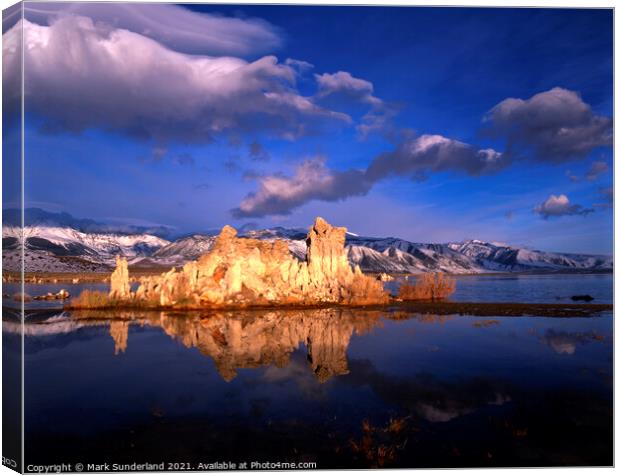 Tufa Formation in Mono Lake at Sunrise Canvas Print by Mark Sunderland