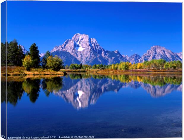 Mount Moran in Afternoon Light Canvas Print by Mark Sunderland